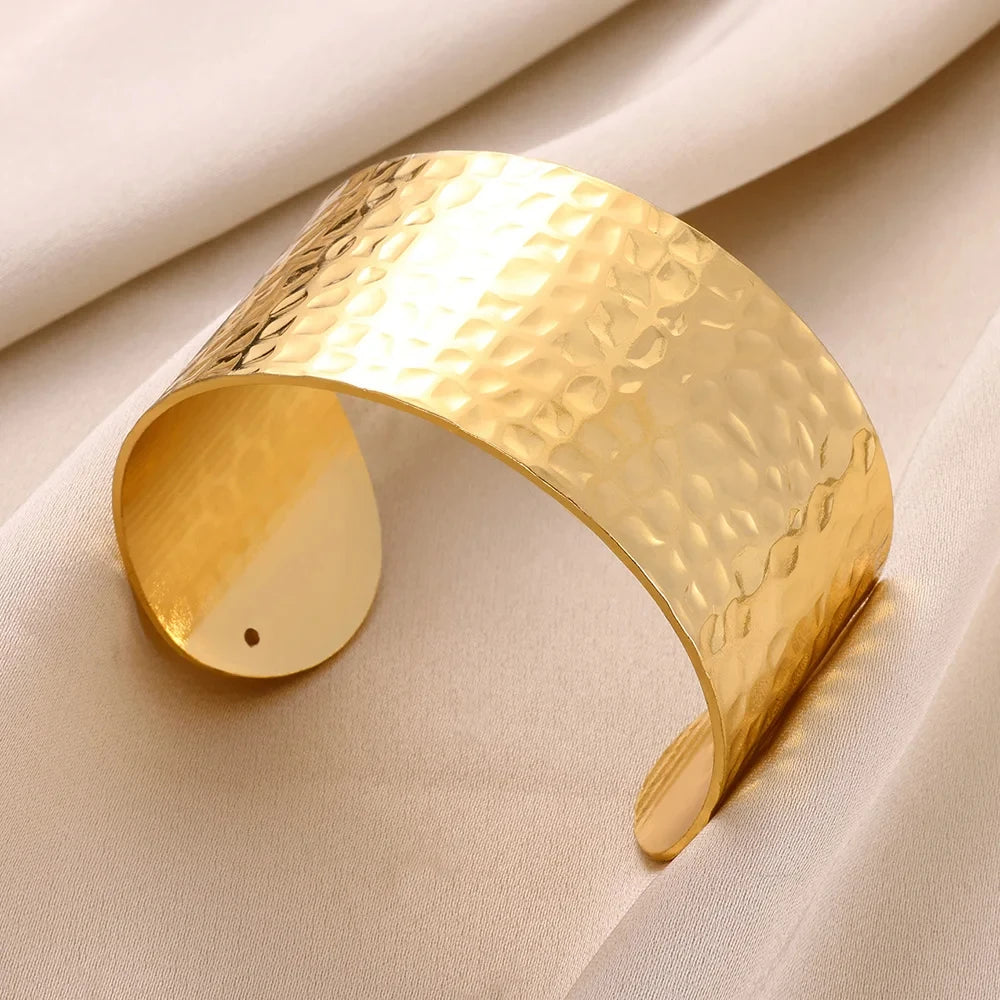 Kyrlune Gold Hammered Wide Cuff Bracelet - view 4