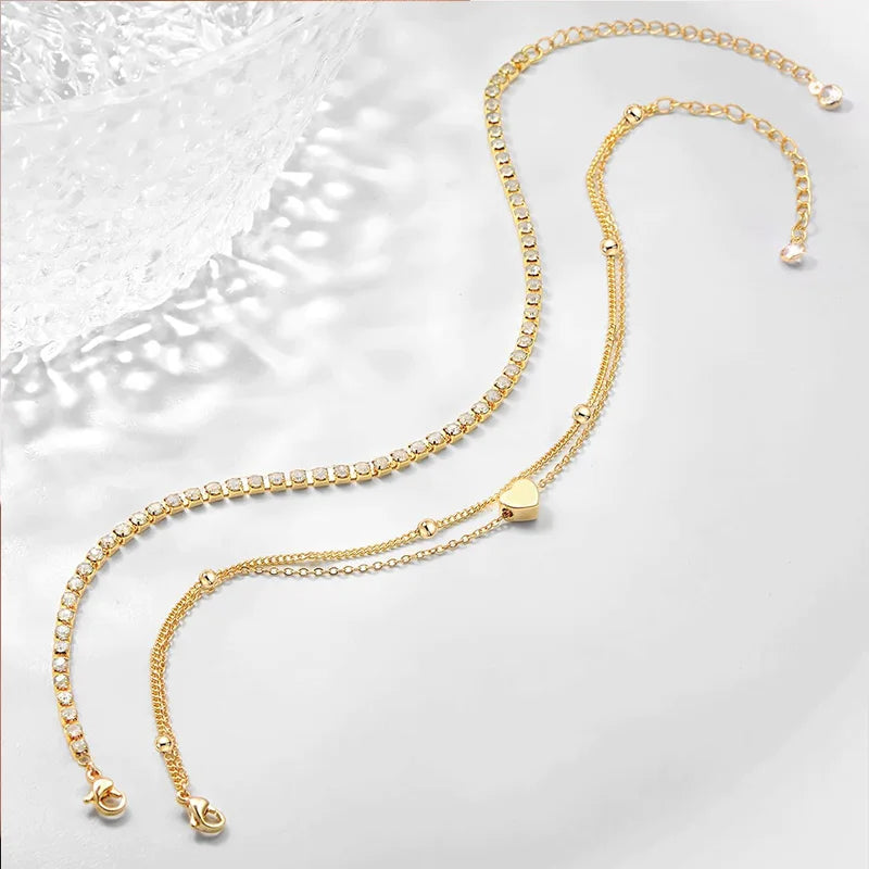 Kyrlune Gold Layered Heart Anklet - view 2