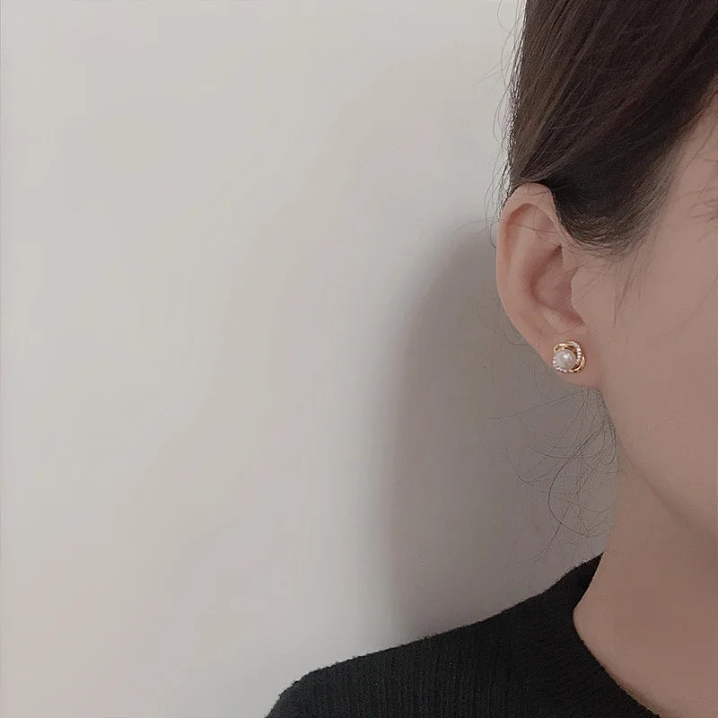 Kyrlune Pearl & Crystal Twist Stud Earrings (3 Styles)