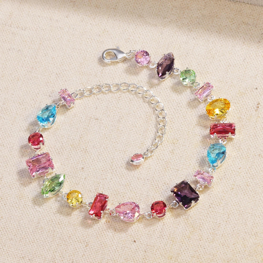 Kyrlune Gold Rainbow Crystal Tennis Necklace - view 8