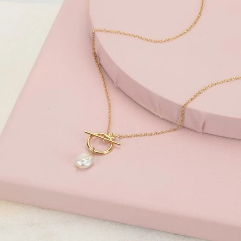 Kyrlune Pearl Toggle Layering Necklace