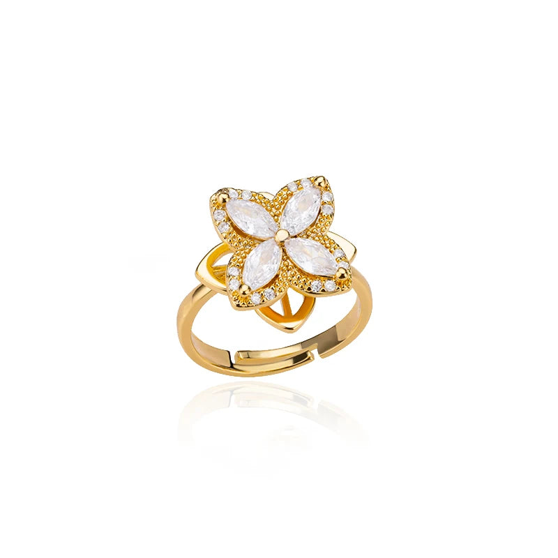 Kyrlune Gold Clover & Heart Spinner Ring (4 Styles)