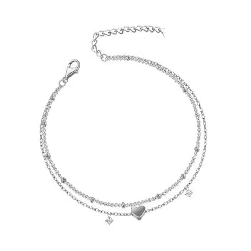 Kyrlune Gold Layered Heart Anklet - view 8