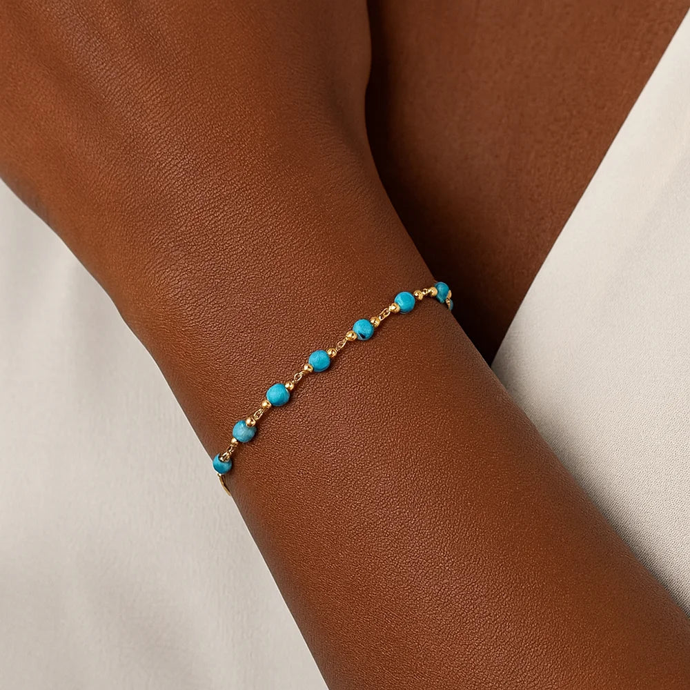 Kyrlune Natural Turquoise Beaded Bracelet