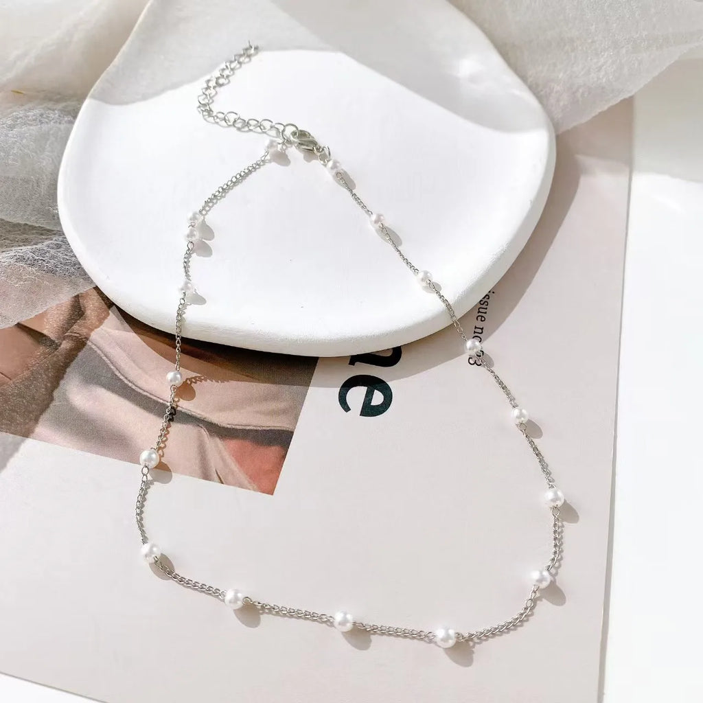 Kyrlune Gold & Pearl Beaded Collar Necklace