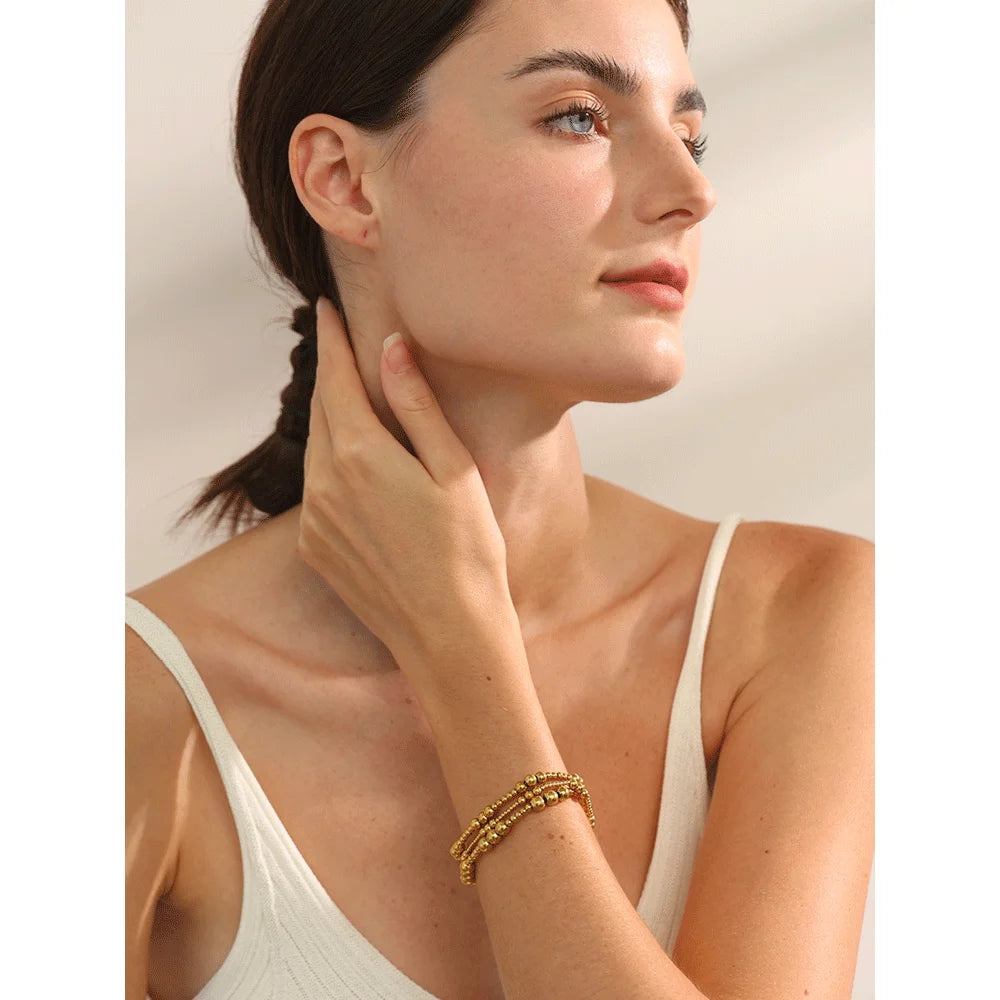 Kyrlune Gold Bead Stretch Bracelet