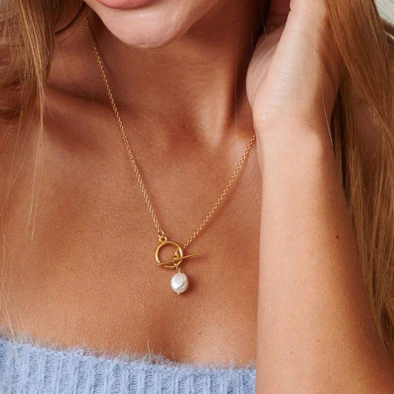 Kyrlune Pearl Toggle Layering Necklace
