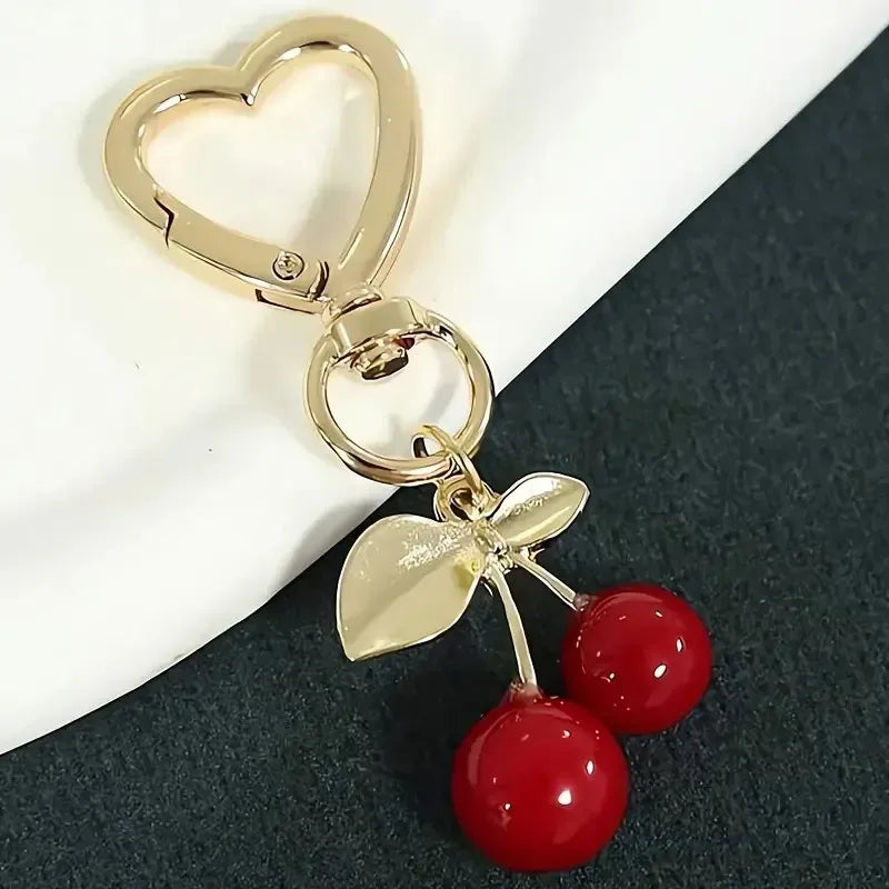 Kyrlune Gold Cherry Heart Bag Charm