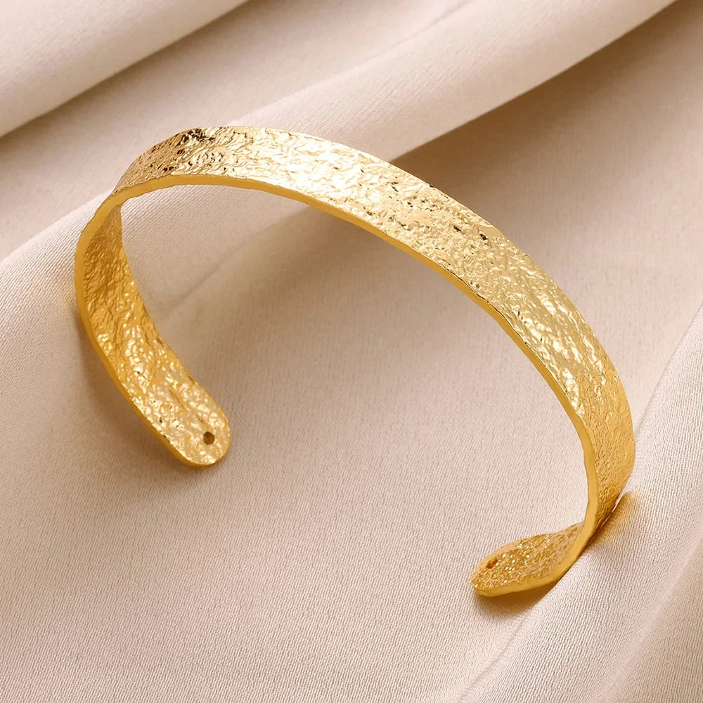 Kyrlune Gold Hammered Wide Cuff Bracelet - view 8