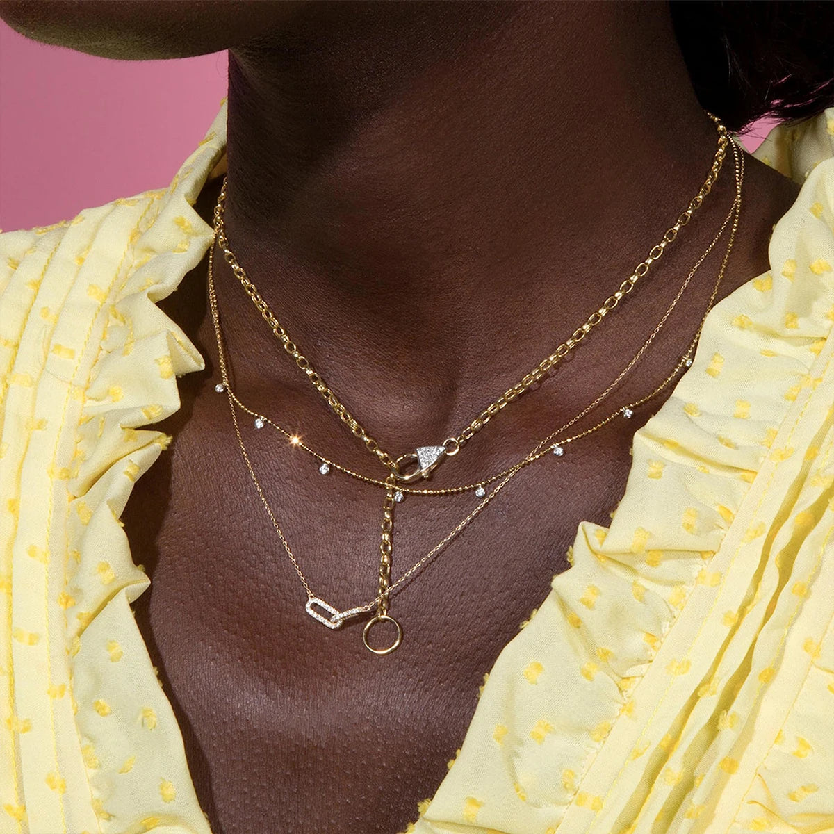 Kyrlune Rhinestone Double Circle Choker Necklace
