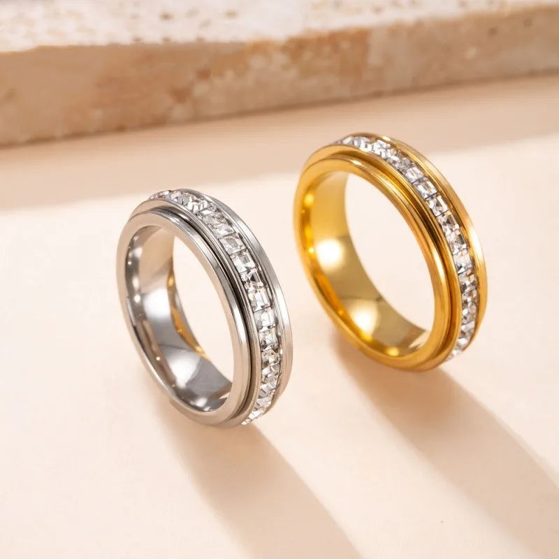 Kyrlune Crystal Spinner Anxiety Ring