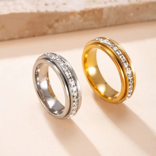Kyrlune Crystal Spinner Anxiety Ring