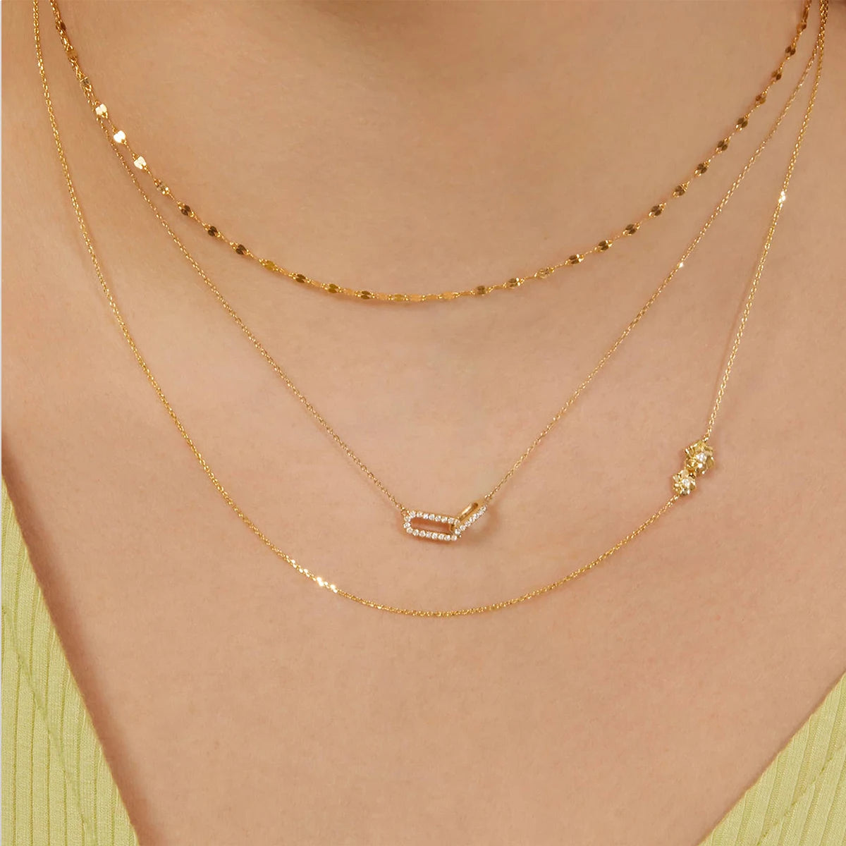 Kyrlune Rhinestone Double Circle Choker Necklace