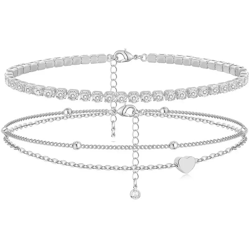 Kyrlune Gold Layered Heart Anklet - view 7