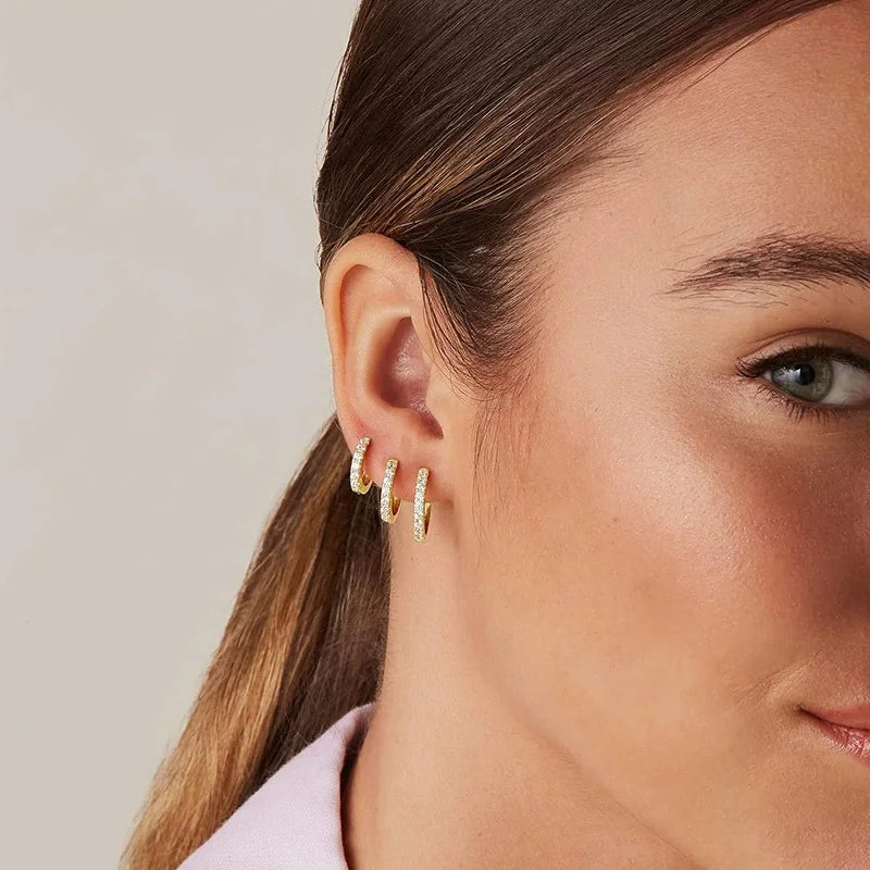 Kyrlune Gold Pavé Huggie Hoop Earrings - view 6