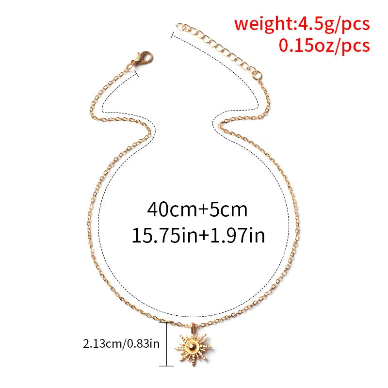 Kyrlune Gold Sun Pendant Necklace