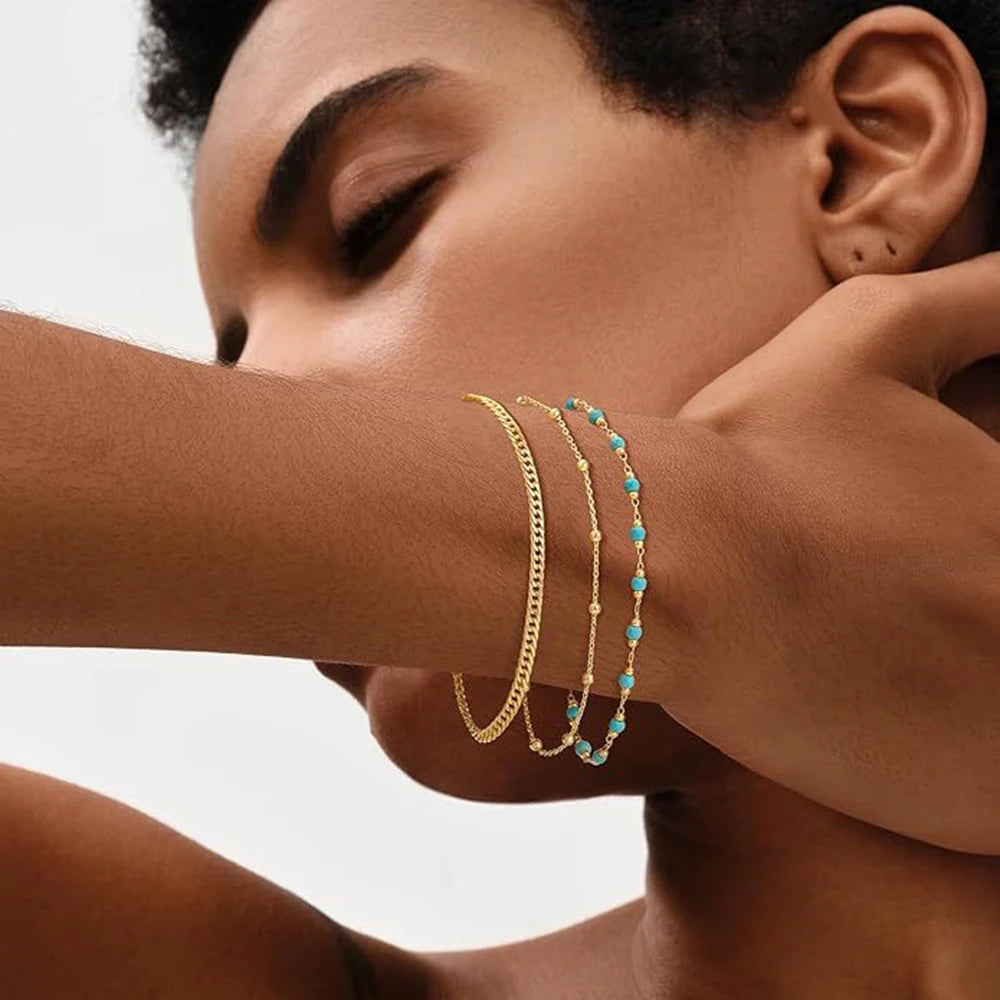 Kyrlune Natural Turquoise Beaded Bracelet