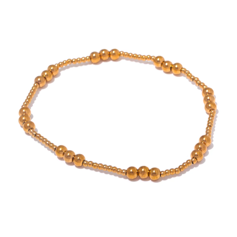 Kyrlune Gold Bead Stretch Bracelet - view 4