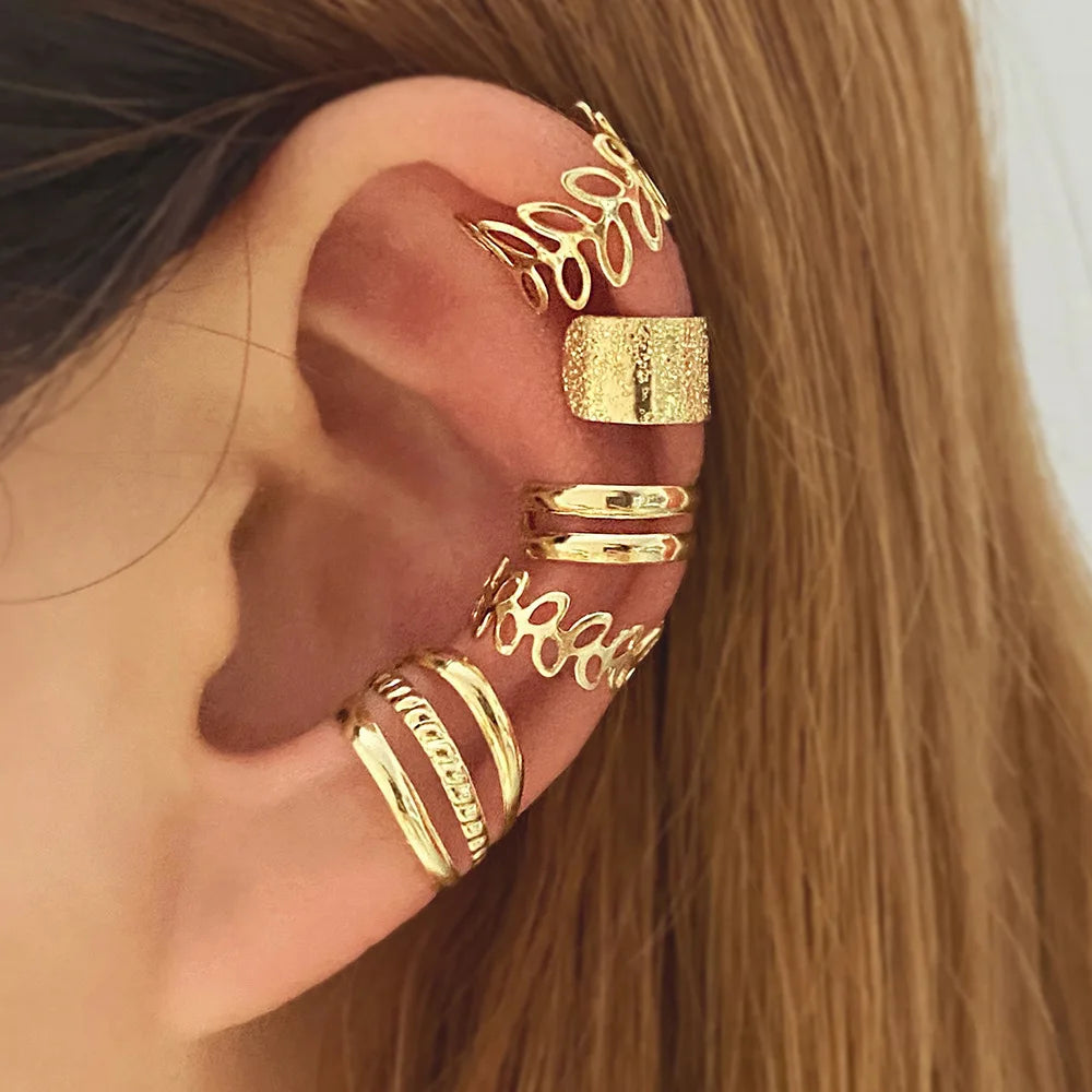 Kyrlune Gold Ear Cuff Set (5 Pieces)