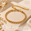 Kyrlune Gold Rope Chain Bracelet, 316L stainless steel with IP gold plating, adjustable 16-21cm